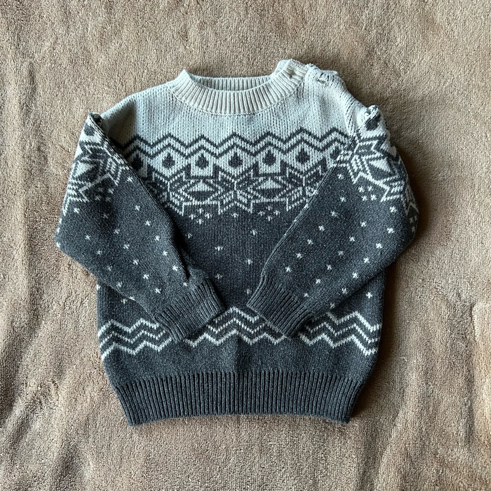 H&M Fair Isle Gray Patterned Baby Sweater